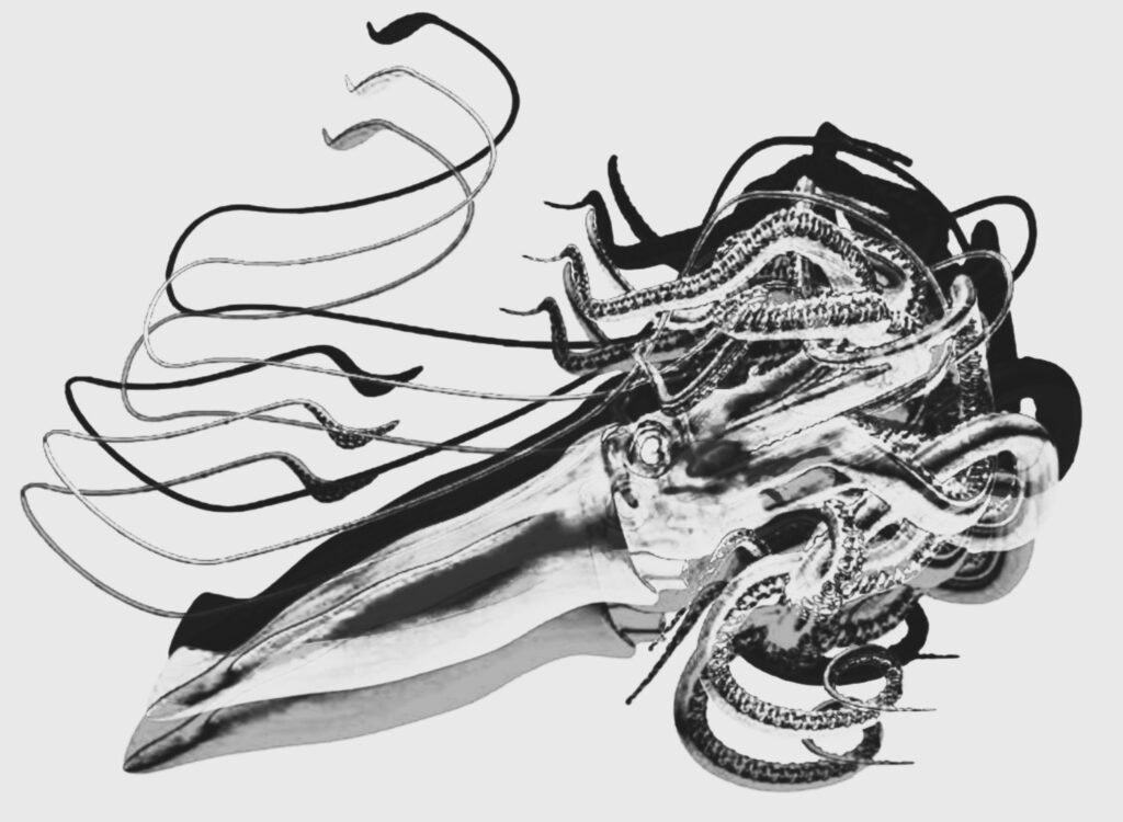 "colossal squid in black and white" Robert Fleming