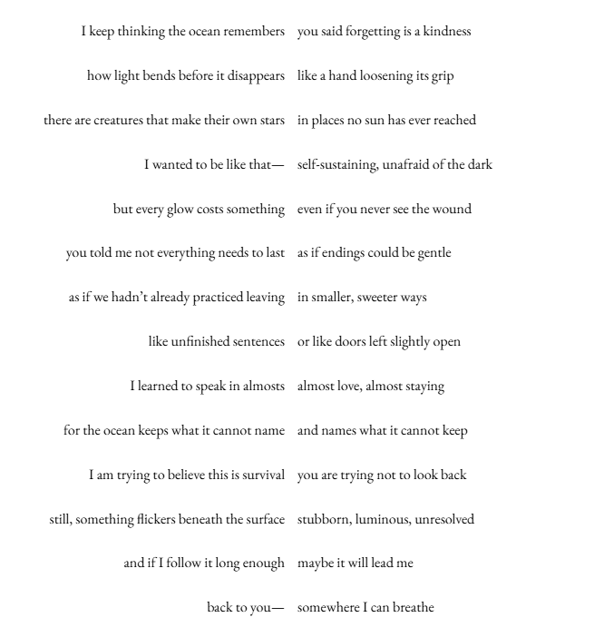"A study in staying/leaving" by Ava Gordon